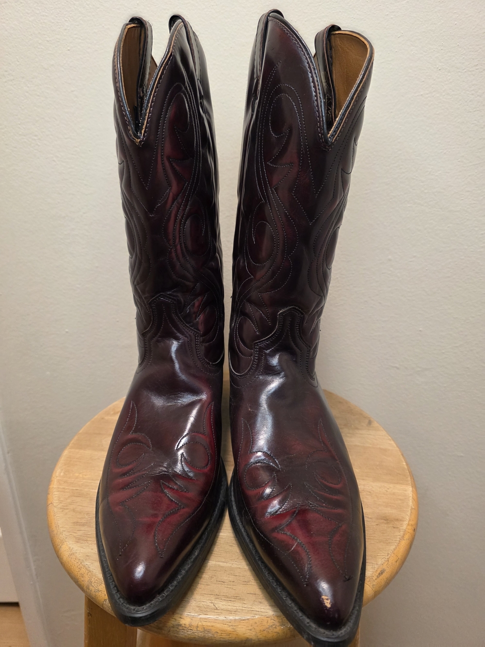 Acme USA Men's Western Leather Cowboy Boots - Burgundy - Picture 4 of 11